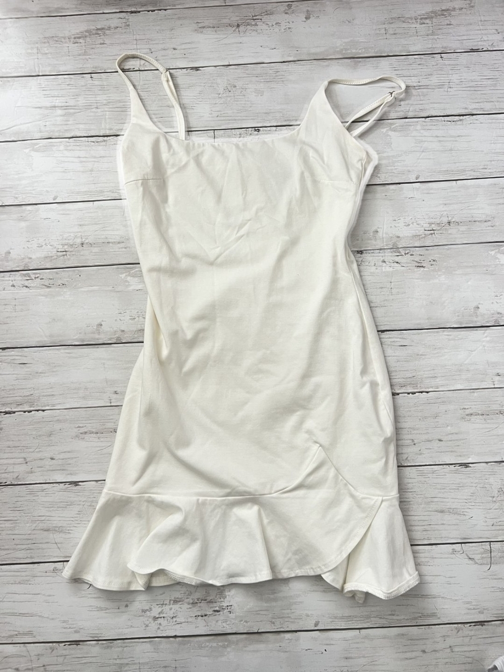 Princess Polly Size 2 White Ruffle-Hem Slip Dress